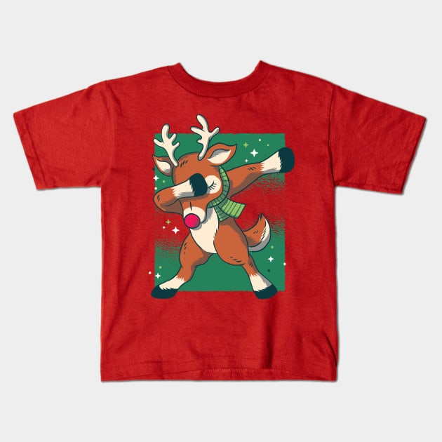 Dabbing Rudolf Reindeer Kids T-Shirt by madeinchorley